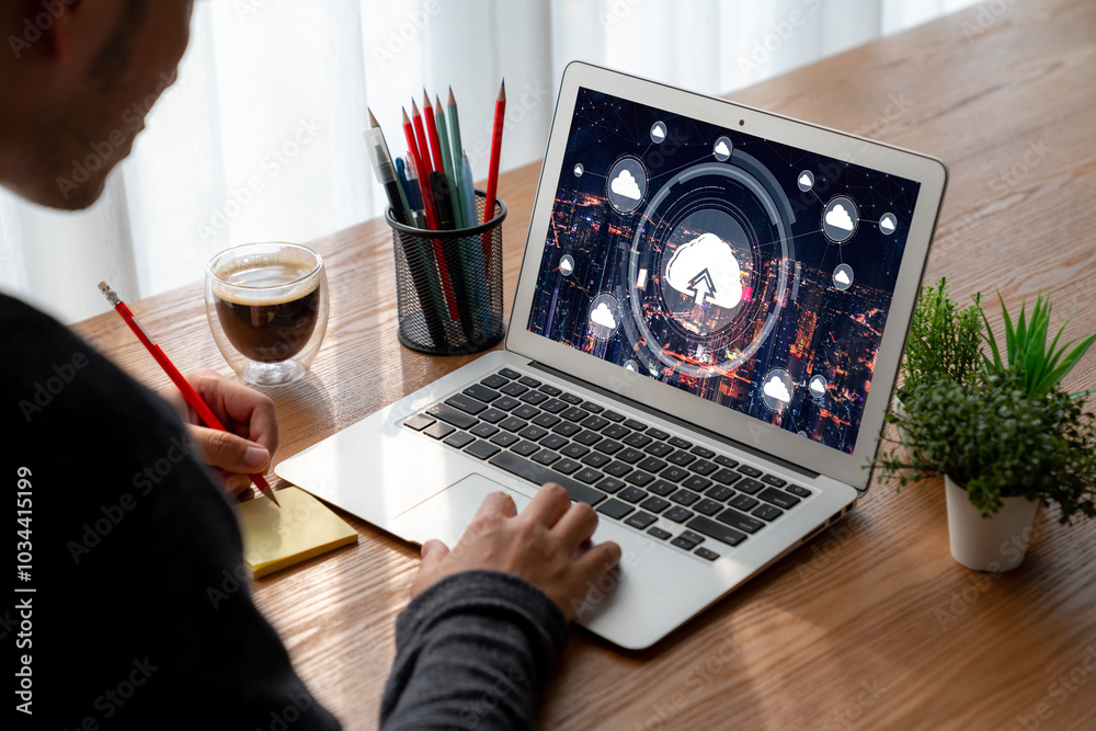 Poster cloud computing software for modish remote work and personal data storage