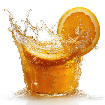 recommend clip art: Fresh orange juice splash isolated on a white transparent background