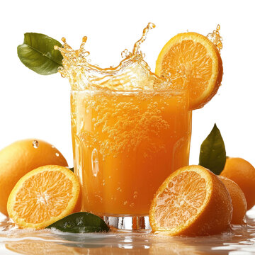 recommend clip art: Fresh orange juice splash isolated on a white transparent background