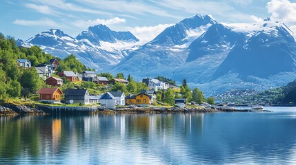 Fototapeta premium Norway, Narvik bay panorama view.