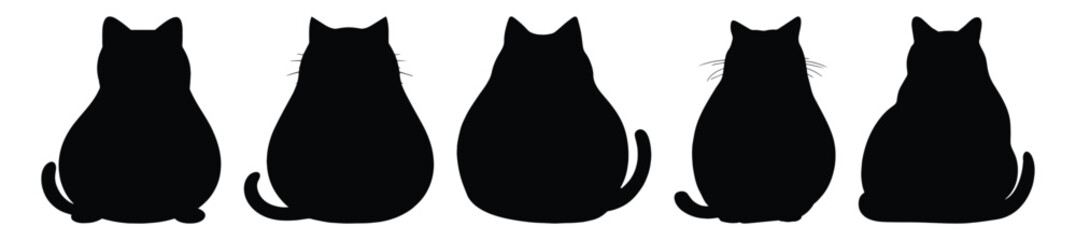 Fat cat silhouette set vector design big pack of fat illustration and icon © Catnip