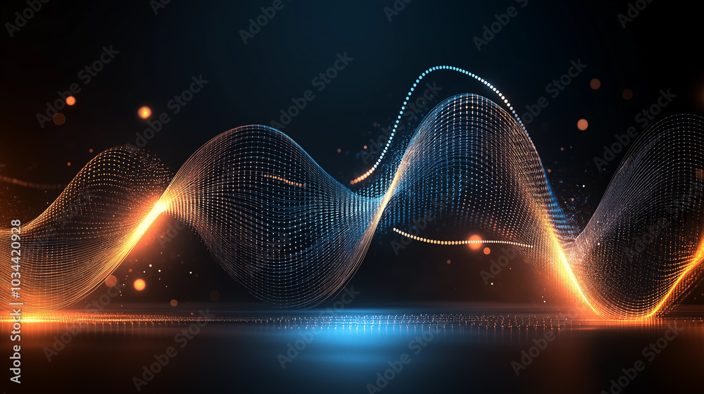 Poster abstract high-tech background with elements of digital flows and modern technologies, including arti