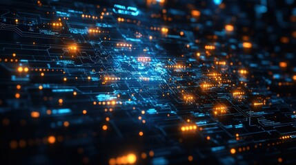 Abstract futuristic background with digital blue light and data stream