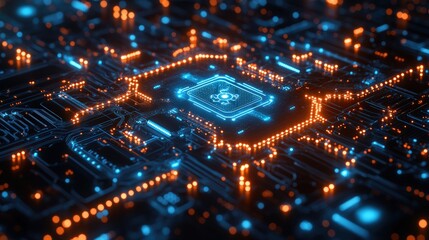 Obraz premium Abstract futuristic background with digital blue light and data stream