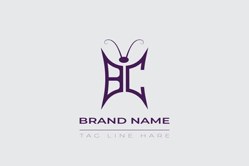 BC Butterfly logo design. Butterfly initials B and C line art logo template. This design can be used in cosmetics fashion and jewelry.