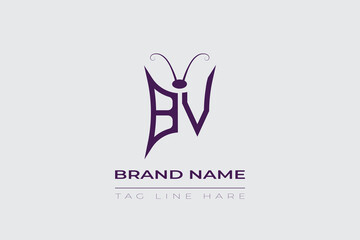 BV Butterfly logo design. Butterfly initials B and V line art logo template. This design can be used in cosmetics fashion and jewelry.