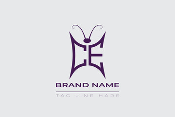CE Butterfly logo design. Butterfly initials C and E line art logo template. This design can be used in cosmetics fashion and jewelry.