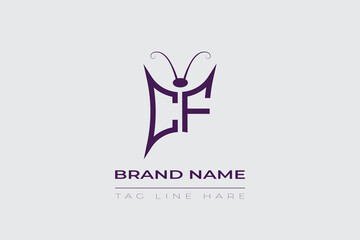 CF Butterfly logo design. Butterfly initials C and F line art logo template. This design can be used in cosmetics fashion and jewelry.
