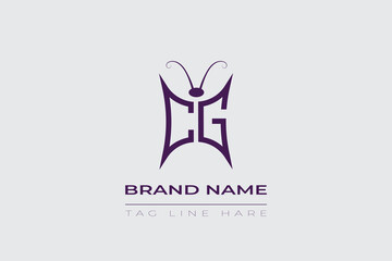 CG Butterfly logo design. Butterfly initials C and G line art logo template. This design can be used in cosmetics fashion and jewelry.