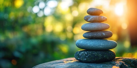 Obraz premium Zen Stone Balance. Tranquil Meditation Concept with Balancing Rocks