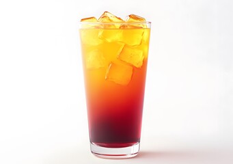 Refreshing Iced Sunrise Drink in Transparent Glass with Gradient Colors