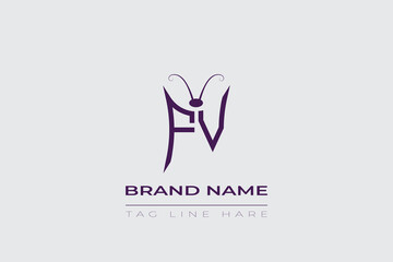 FV Butterfly logo design. Butterfly initials F and V line art logo template. This design can be used in cosmetics fashion and jewelry.