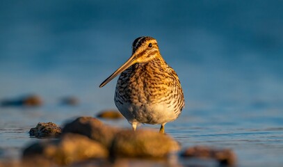 Common Snipe (Gallinago gallinago) is a bird that lives in wetlands and feeds on aquatic invertebrates. It is a common species in Turkey.