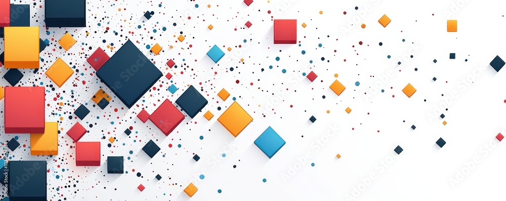 Poster dynamic background with colorful squares and geometric patterns for modern design and abstract conce