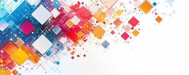 Colorful  background with overlapping squares creating a dynamic and vibrant geometric pattern
