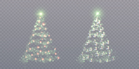 Bright magical Christmas tree for design and illustrations for Christmas and New Year. EPS10