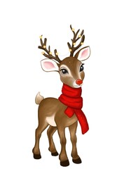 Isolated illustration of  Christmas deer