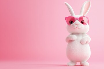 Obraz premium Whimsical Easter Bunny in Sunglasses. Colorful Character with Copy Space