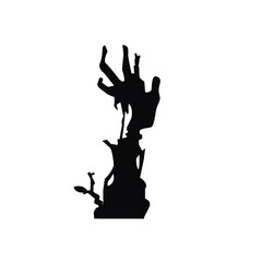 torn zombie hand coming out of the ground. Spooky Halloween decoration suitable for posters and web