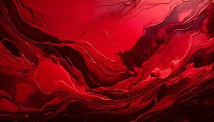 Obraz premium Vibrant crimson hues blend in dynamic overlap, forming a mesmerizing abstract background with deep, rich textures and fluid patterns