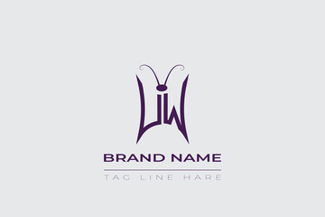 UW Butterfly logo design. Butterfly initials U and W line art logo template. This design can be used in cosmetics fashion and jewelry.