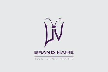 UV Butterfly logo design. Butterfly initials U and V line art logo template. This design can be used in cosmetics fashion and jewelry.