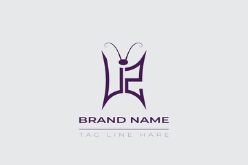 UZ Butterfly logo design. Butterfly initials U and Z line art logo template. This design can be used in cosmetics fashion and jewelry.