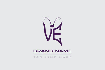 VE Butterfly logo design. Butterfly initials V and E line art logo template. This design can be used in cosmetics fashion and jewelry. 