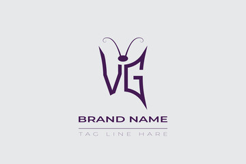 VG Butterfly logo design. Butterfly initials V and G line art logo template. This design can be used in cosmetics fashion and jewelry. 