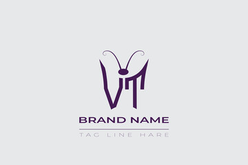 VT Butterfly logo design. Butterfly initials V and T line art logo template. This design can be used in cosmetics fashion and jewelry. 