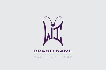 WI Butterfly logo design. Butterfly initials W and I line art logo template. This design can be used in cosmetics fashion and jewelry. 