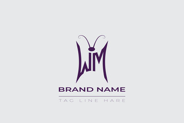 WM Butterfly logo design. Butterfly initials W and M line art logo template. This design can be used in cosmetics fashion and jewelry. 