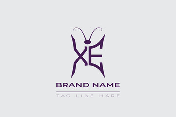 XE Butterfly logo design. Butterfly initials X and E line art logo template. This design can be used in cosmetics fashion and jewelry. 