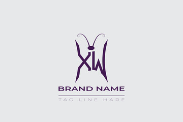 XW Butterfly logo design. Butterfly initials X and W line art logo template. This design can be used in cosmetics fashion and jewelry. 
