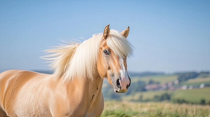 Fototapeta premium A picturesque barn setting with a group of peaceful farm animals including cows, sheep, and chickens grazing in a lush green pasture. 