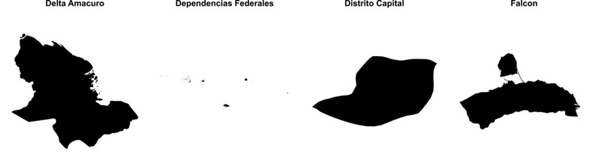 Delta Amacuro, Dependencias Federales, Distrito Capital, Falcon outline maps