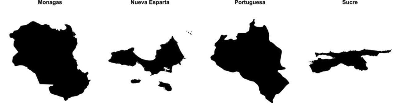 Monagas, Nueva Esparta, Portuguesa, Sucre outline maps
