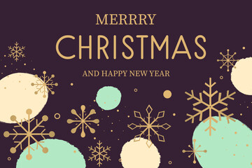 Christmas cards with golden snowflakes. Modern design. Vector illustration