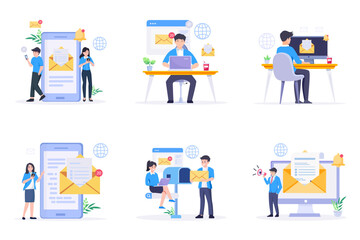 Concept of email marketing, Sending or receiving email.
