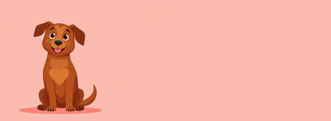 Fototapeta premium smiling Brown Dog sitting looking at camera, pink pastel solid background 