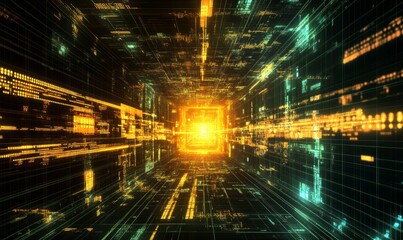 Digital background, can be used in the description of network abilities, technological processes, digital storages, science, education