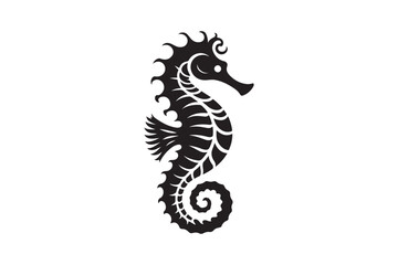 Fototapeta premium Seahorse silhouette vector clip art