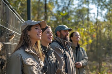 Fototapeta premium Rehabilitation center staff preparing to release rehabilitated animals