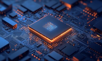 Fototapeta premium Computer system technology that provides online network services. processor, software services, applications, server systems