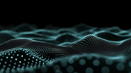 Abstrakter High-Tech-Hintergrund mit futuristischen Elementen und Tiefenwirkung. Digitale Matrix aus leuchtenden Linien und Gittern erzeugt moderne, technische Atmosphäre auf dunklem Grund