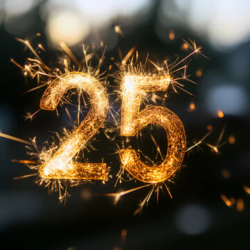 Sparkling 25 sparkler new years eve background header image.