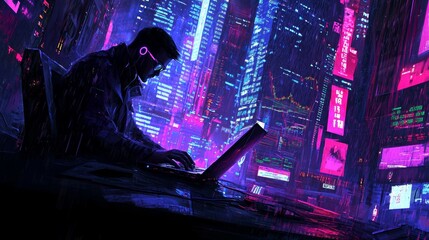 Fototapeta premium In this type of embezzlement scheme, criminals intercept and manipulate brainwave signals during financial transactions to siphon funds from corporate accounts
