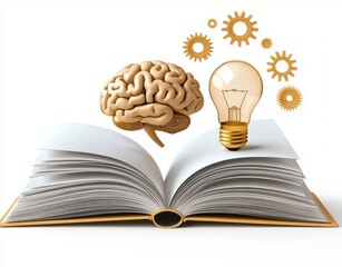 Collage of knowledge and ideas in the human head