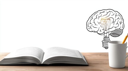 Book one line drawing, modern education and literature. Concept of creative thinking and idea. Minimalist contour hand drawn metaphor line art.