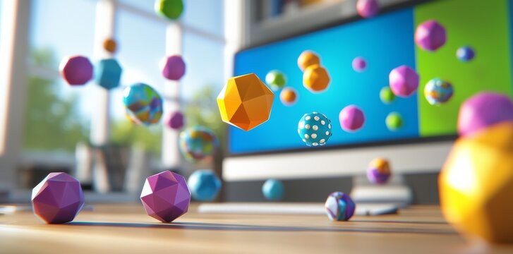 Back to school background with colorful geometric shapes and symbols representing academic subjects.